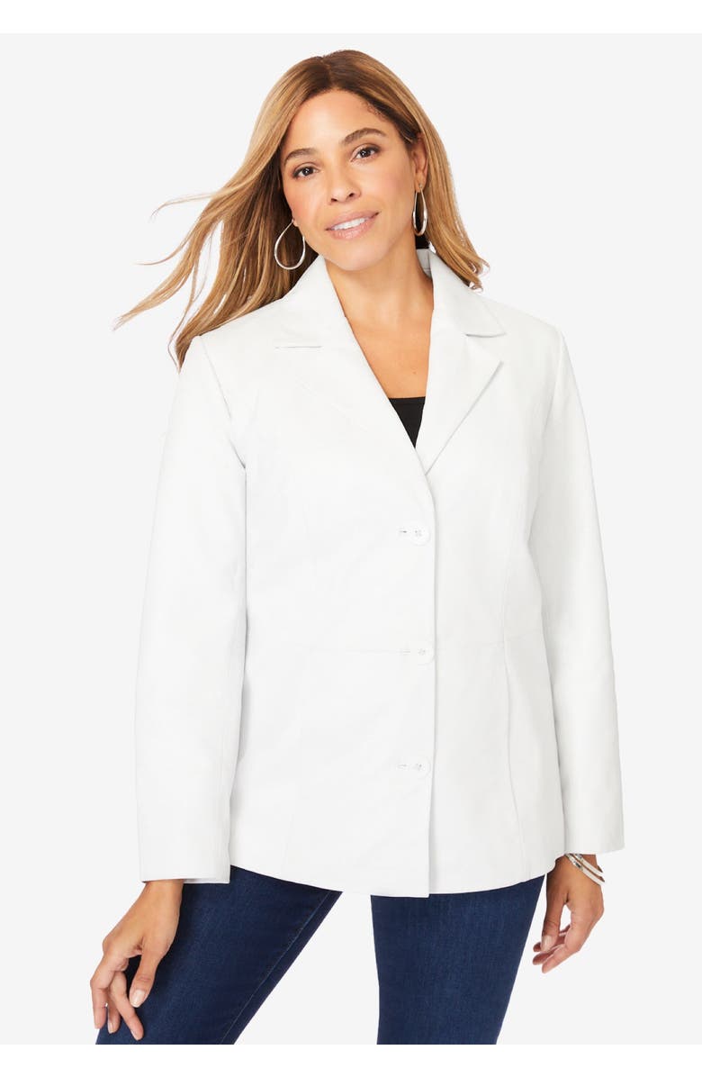 Jessica London Leather Blazer, Alternate, color, Black