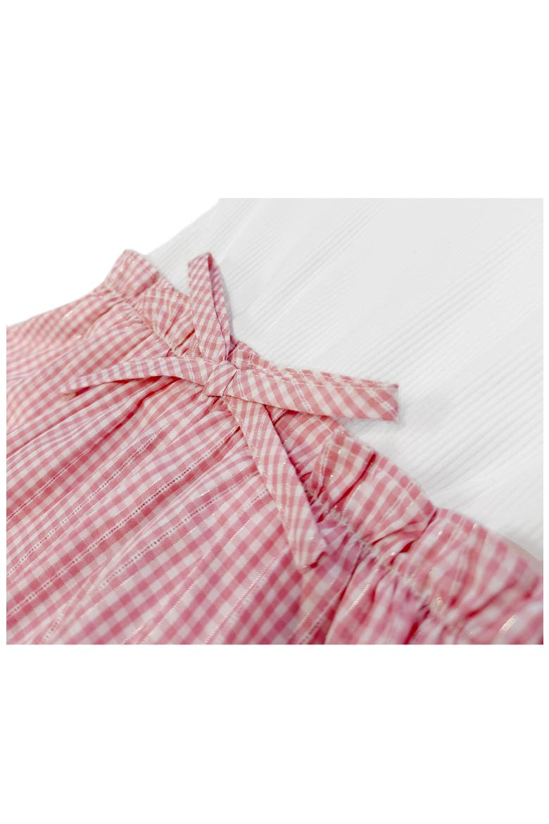 Kids' Mixed Media Rib & Seersucker Party Dress, Alternate, color, RED/ WHITE
