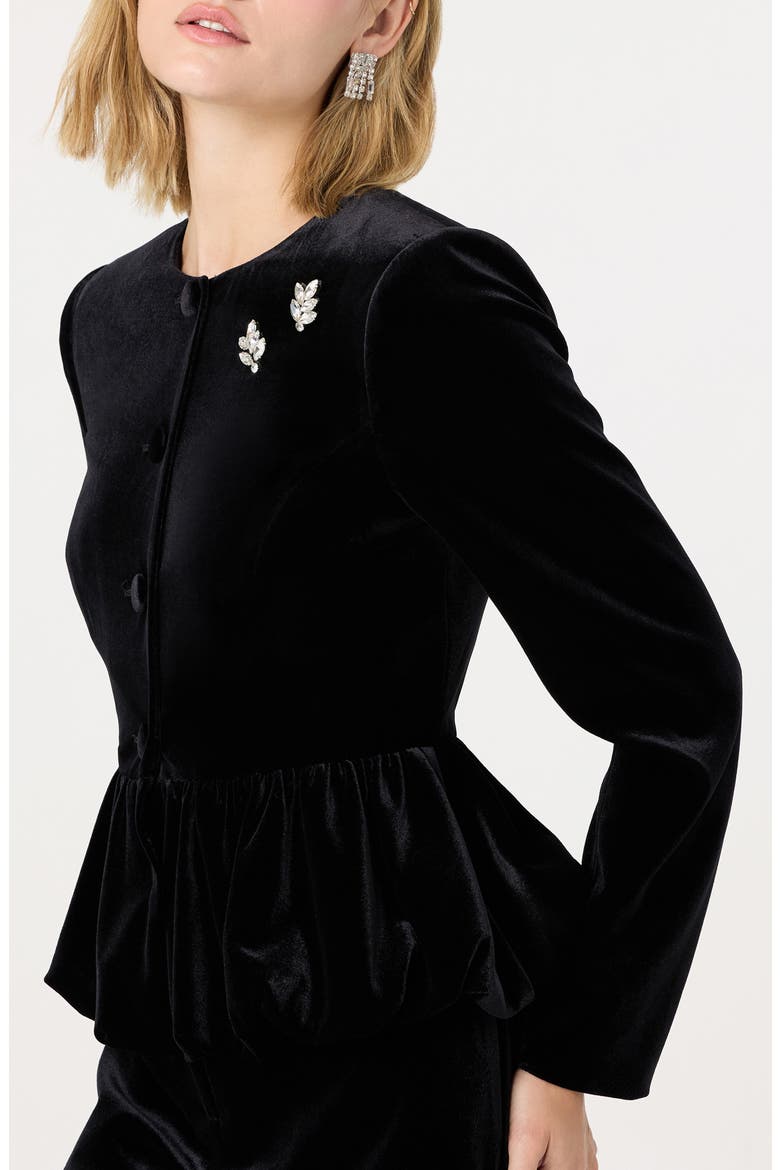 Nicolle Velvet Peplum Jacket, Alternate, color, BLACK