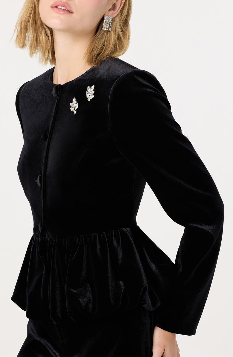 ASTR the Label Nicolle Velvet Peplum Jacket, Alternate, color, Black