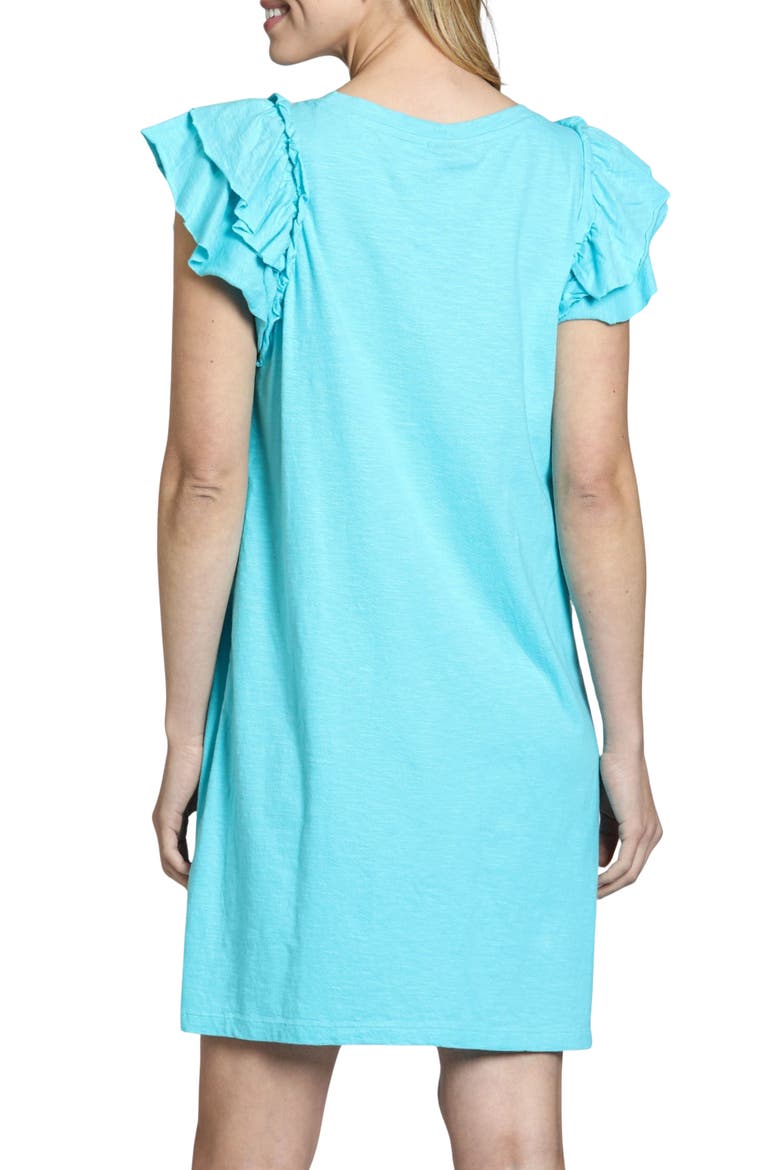 Double Ruffle Sleeve Cotton Minidress, Alternate, color, CAPRI