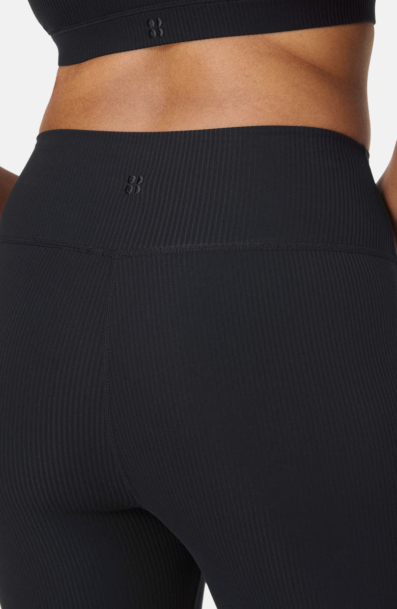 Sweaty Betty Glow Flex Rib Flare Pants, Alternate, color, Black