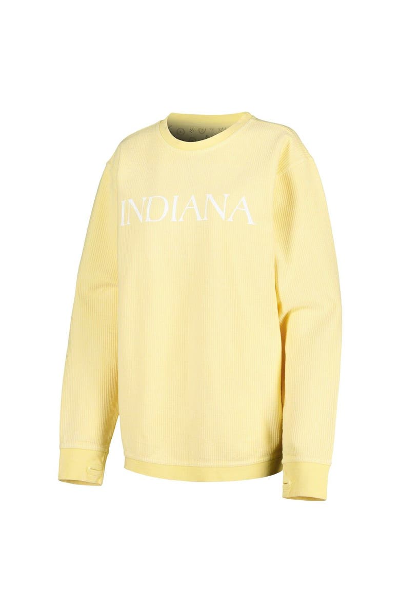 PRESSBOX Women's Pressbox Yellow Indiana Hoosiers Comfy Cord Bar Print Pullover Sweatshirt, Alternate, color, 