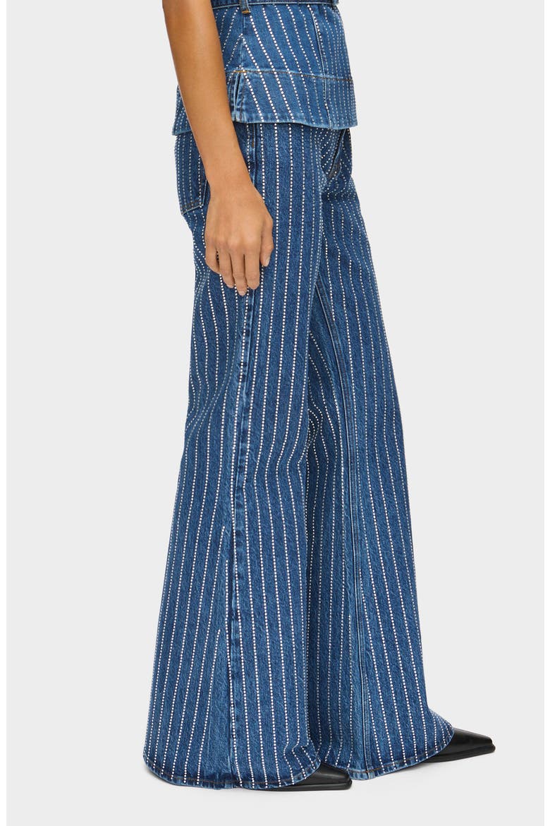 Diamante Flare Jeans, Alternate, color, MID BLUE