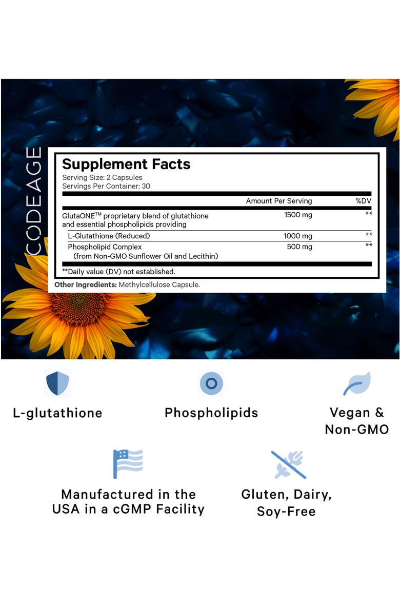Codeage Liposomal Glutathione 1000mg L-Glutathione Supplement, Alternate, color, 