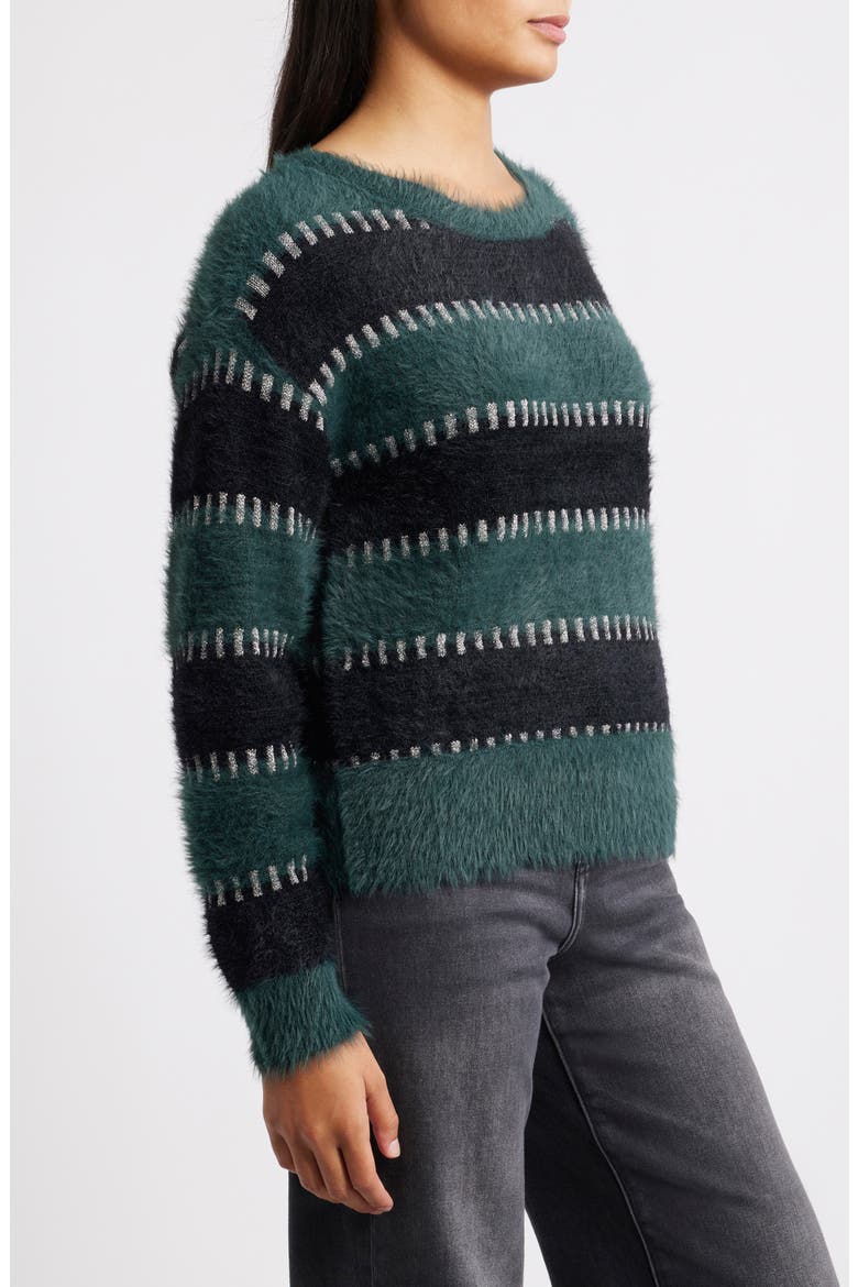 Stripe Metallic Boat Neck Sweater, Alternate, color, SPRUCE/BLACK