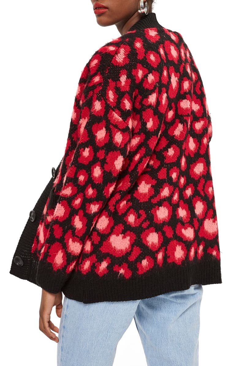 Topshop Leopard Print Cardigan, Alternate, color,