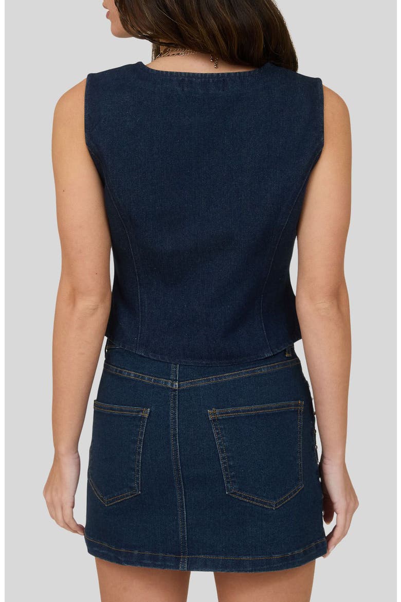 Studded Button Front Vest, Alternate, color, DENIM