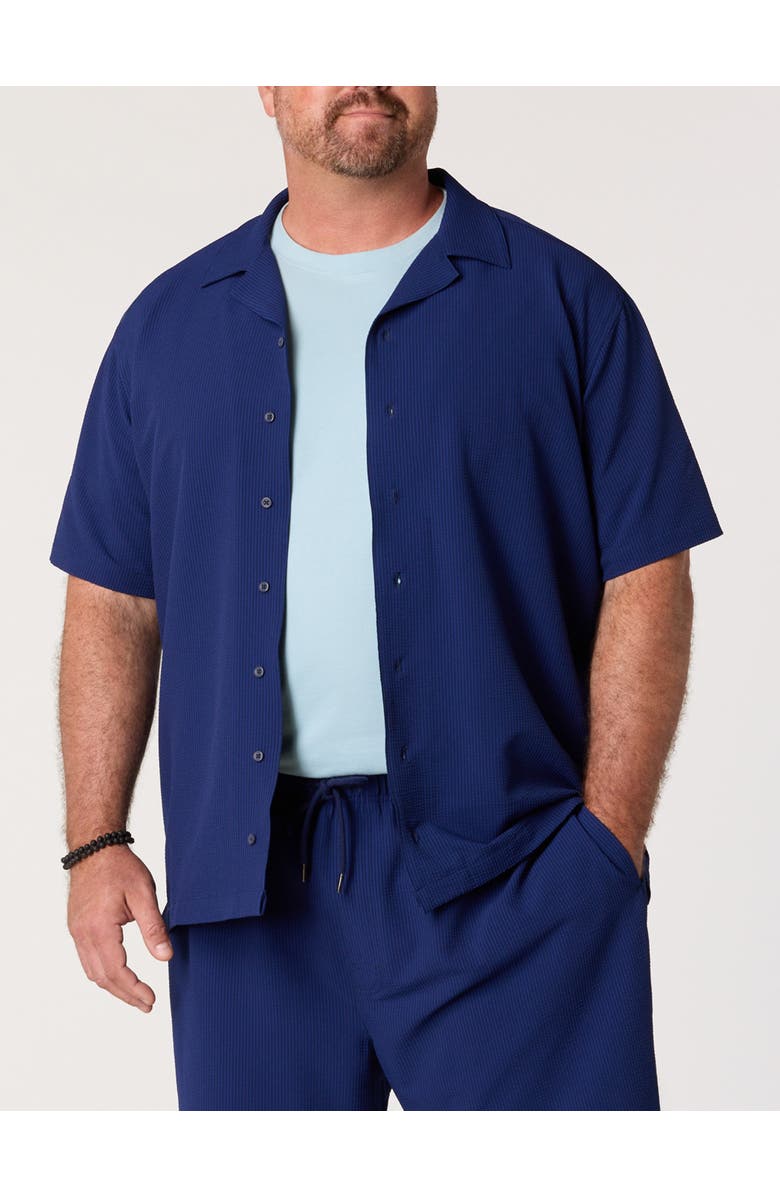 Harbor Bay by DXL Big & Tall Cabana Performance Sport Shirt, Main, color, Blue Depths