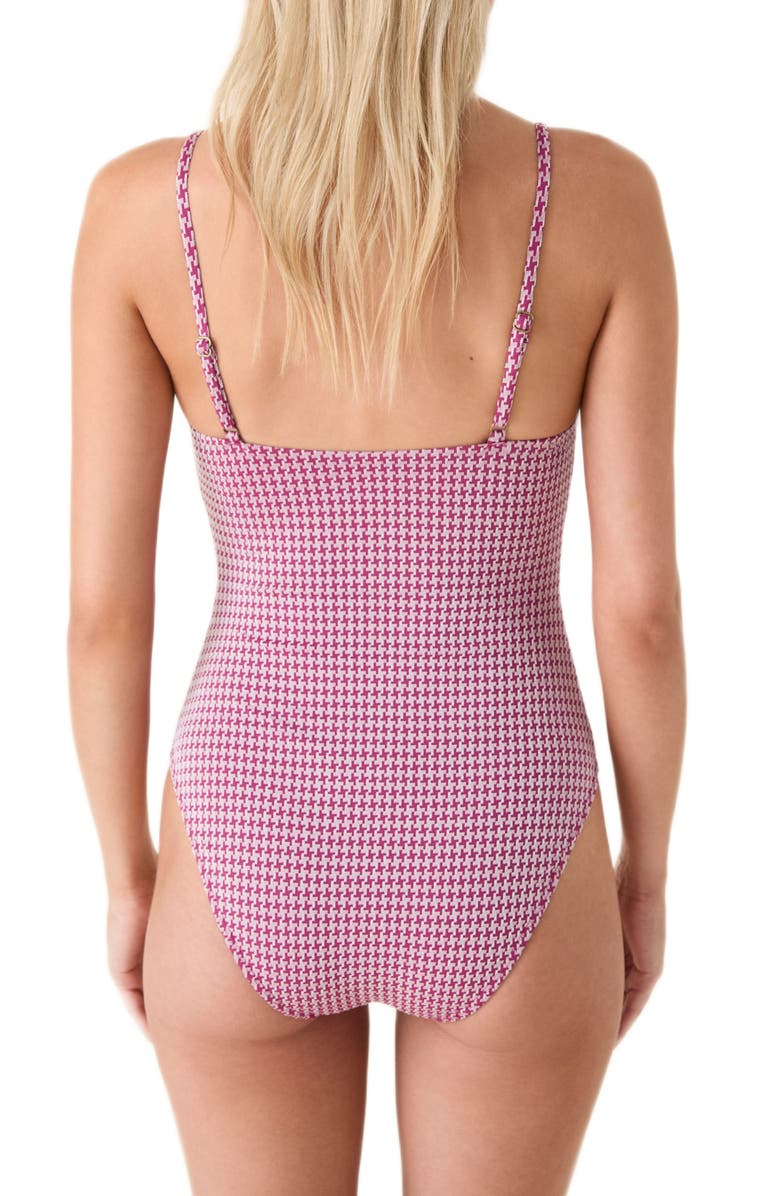 Andie The Amalfi Houndstooth One-Piece Swimsuit, Alternate, color, Merlot Houndstooth