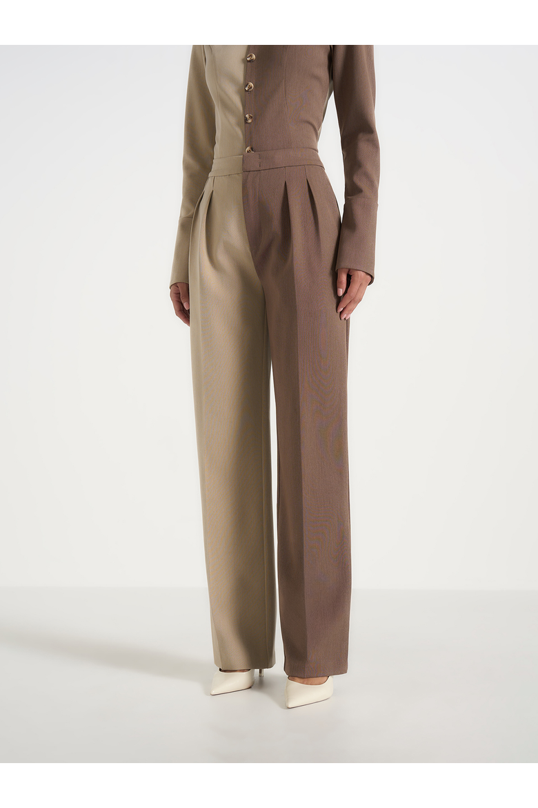 Julie Two Tone Tailored Pants, Alternate, color, Taupe/Brown