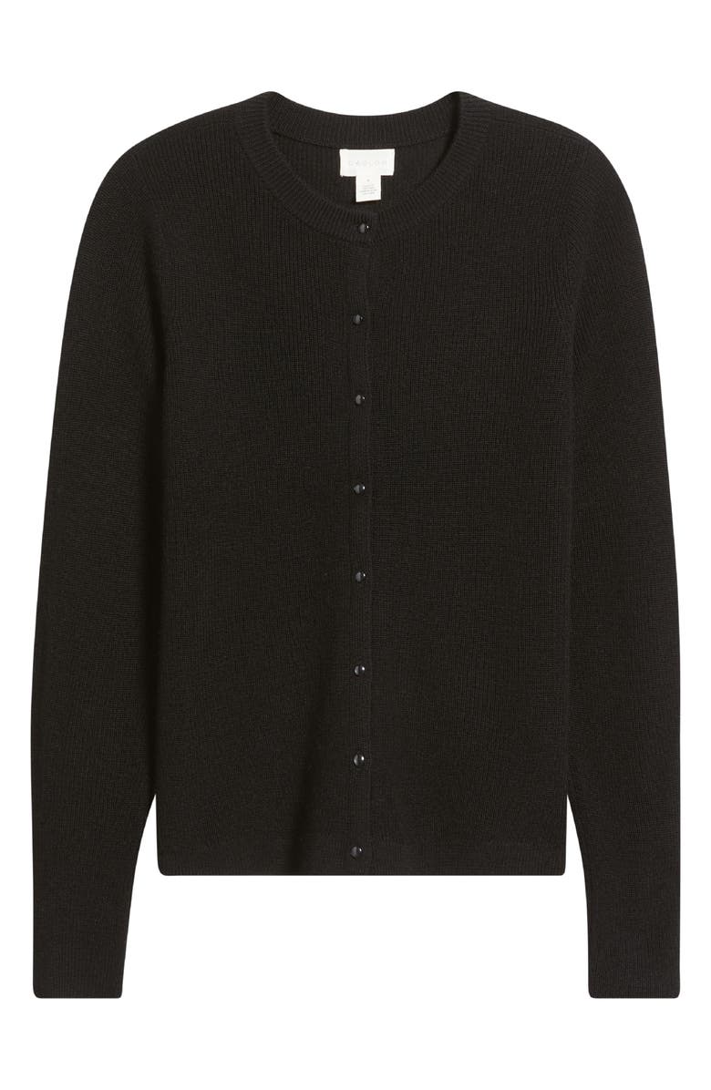 Caslon<sup>®</sup> Crewneck Wool Blend Cardigan, Alternate, color, Black