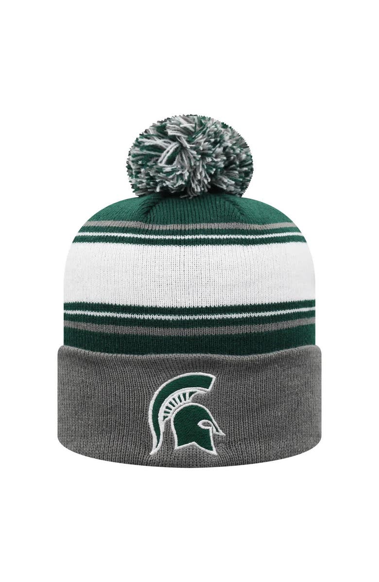 TOP OF THE WORLD Men's Top of the World Green Michigan State Spartans Ambient Cuffed Knit Hat with Pom, Main, color, Green