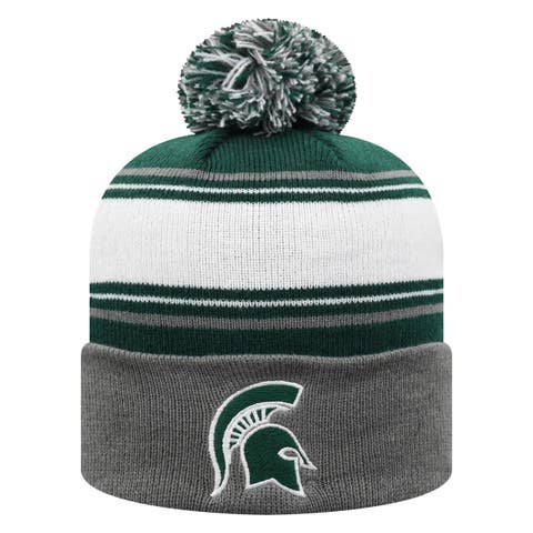 Men's Top of the World Green Michigan State Spartans Ambient Cuffed Knit Hat with Pom