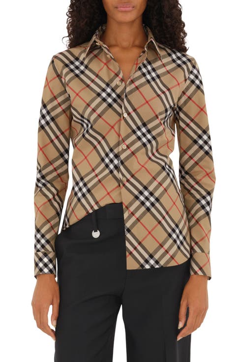 Slim Fit Check Cotton Poplin Button-Up Shirt