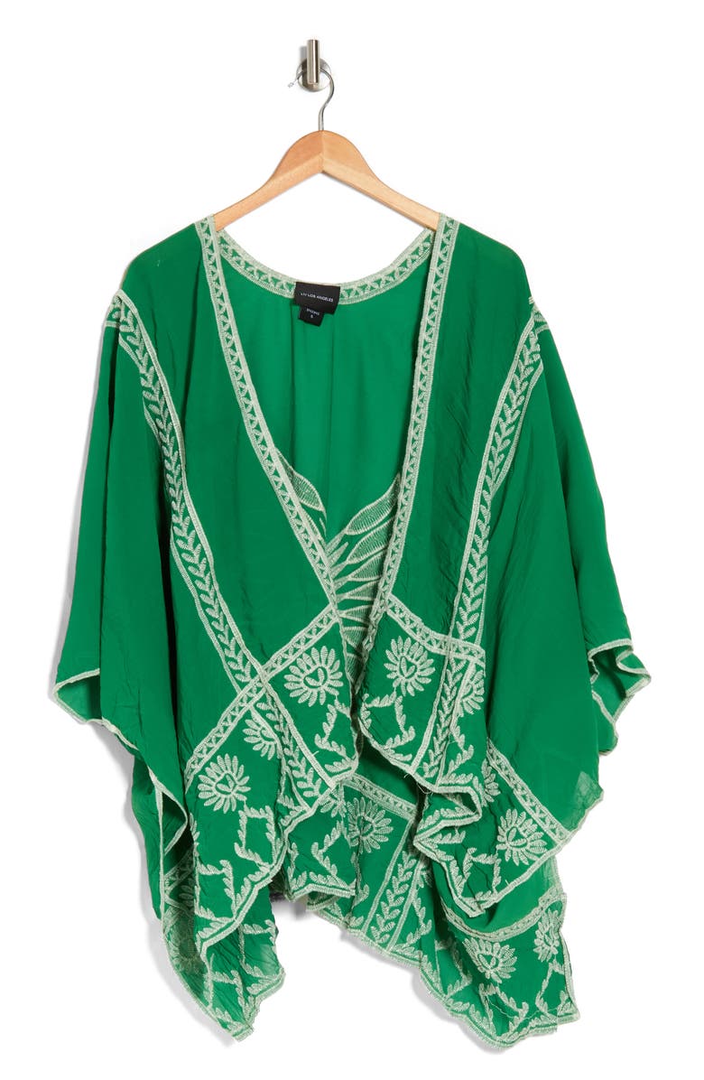 Forgotten Grace Floral Embroidered Topper, Alternate, color, Emerald