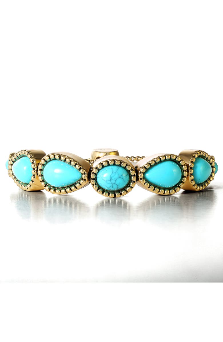 Jessica Simpson Turquoise Stone Slider Bracelet, Alternate, color, Gold, Turquoise