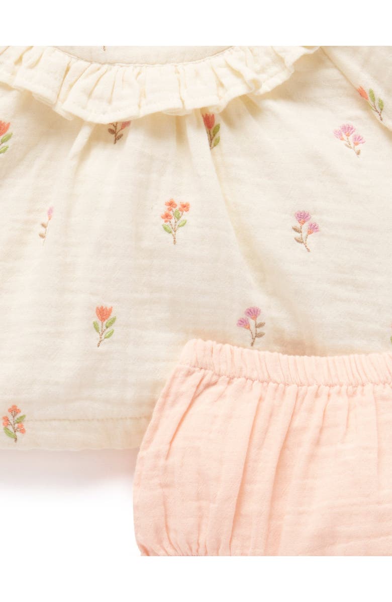 Purebaby Embroidered Ruffle Top & Bloomer Set, Alternate, color, Cloud Sprig Broderie