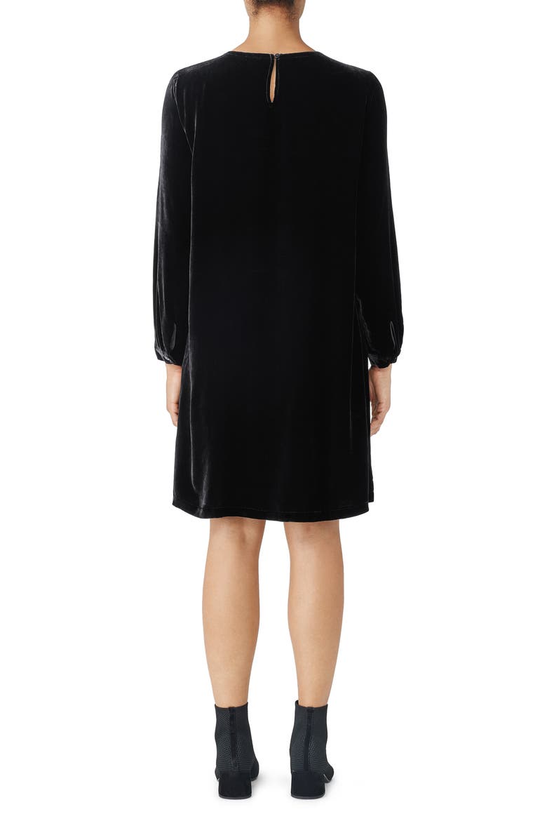 Long Sleeve Velvet Shift Dress, Alternate, color, BLACK