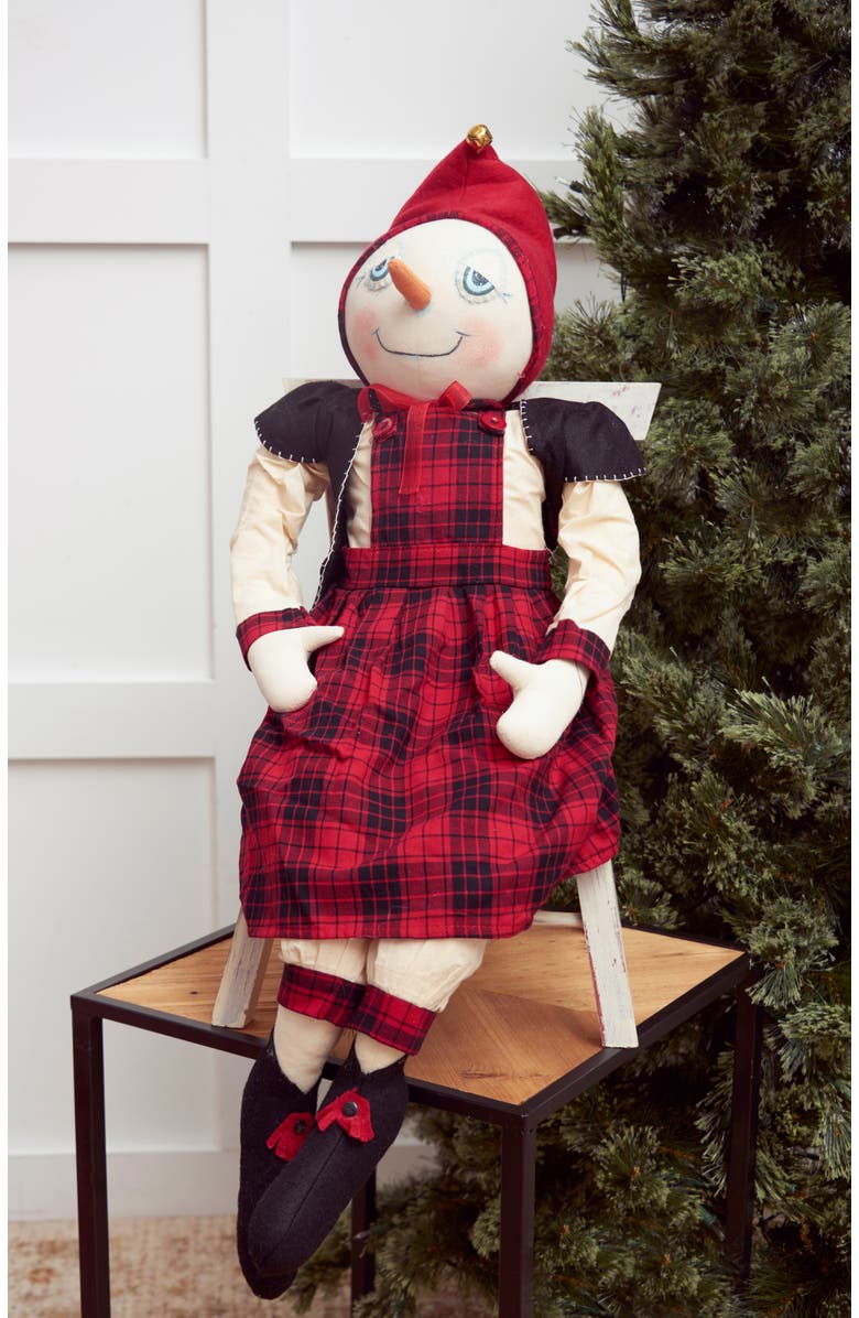 Gallerie II Sarina Snowgirl Joe Spencer Gathered Traditions Christmas Art Doll Figure, Alternate, color, Red