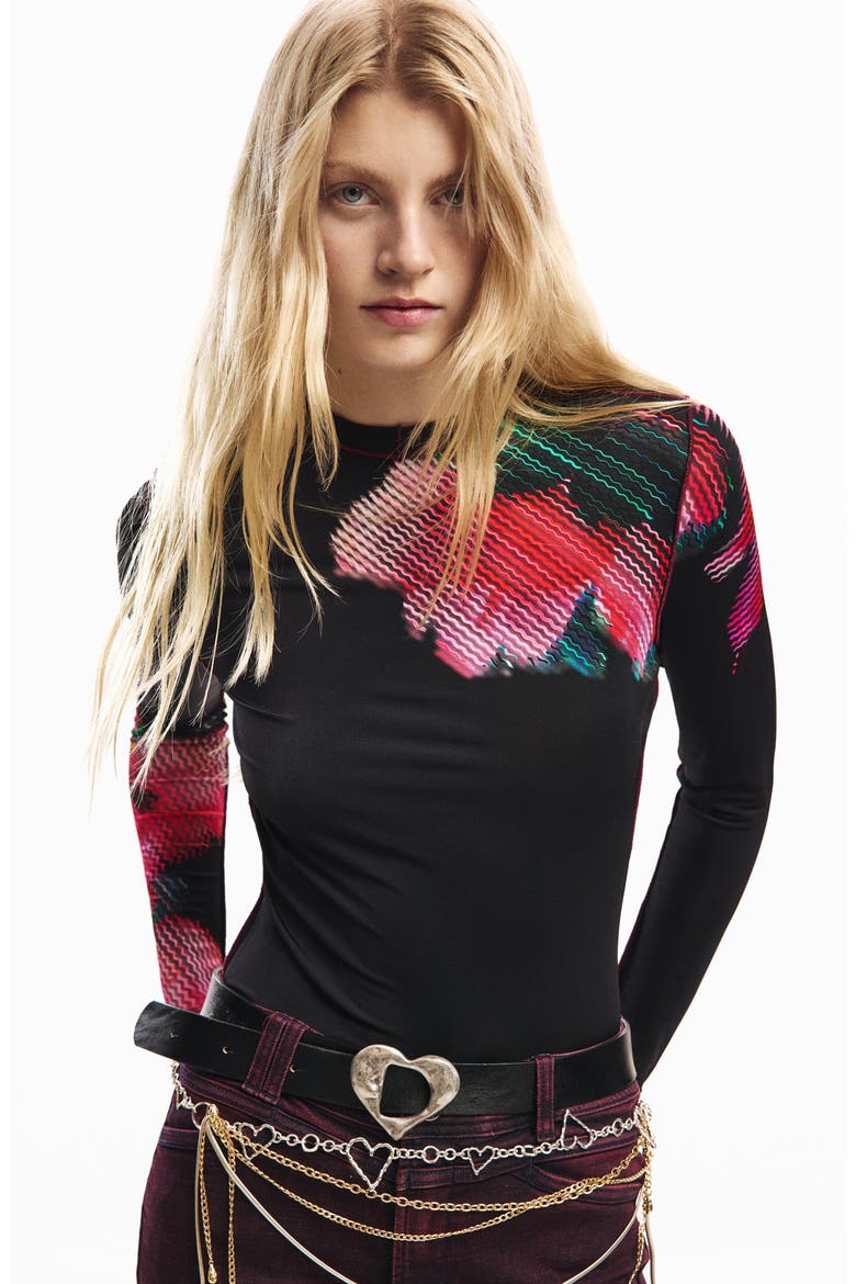 Floral T-Shirt, Alternate, color, BLACK
