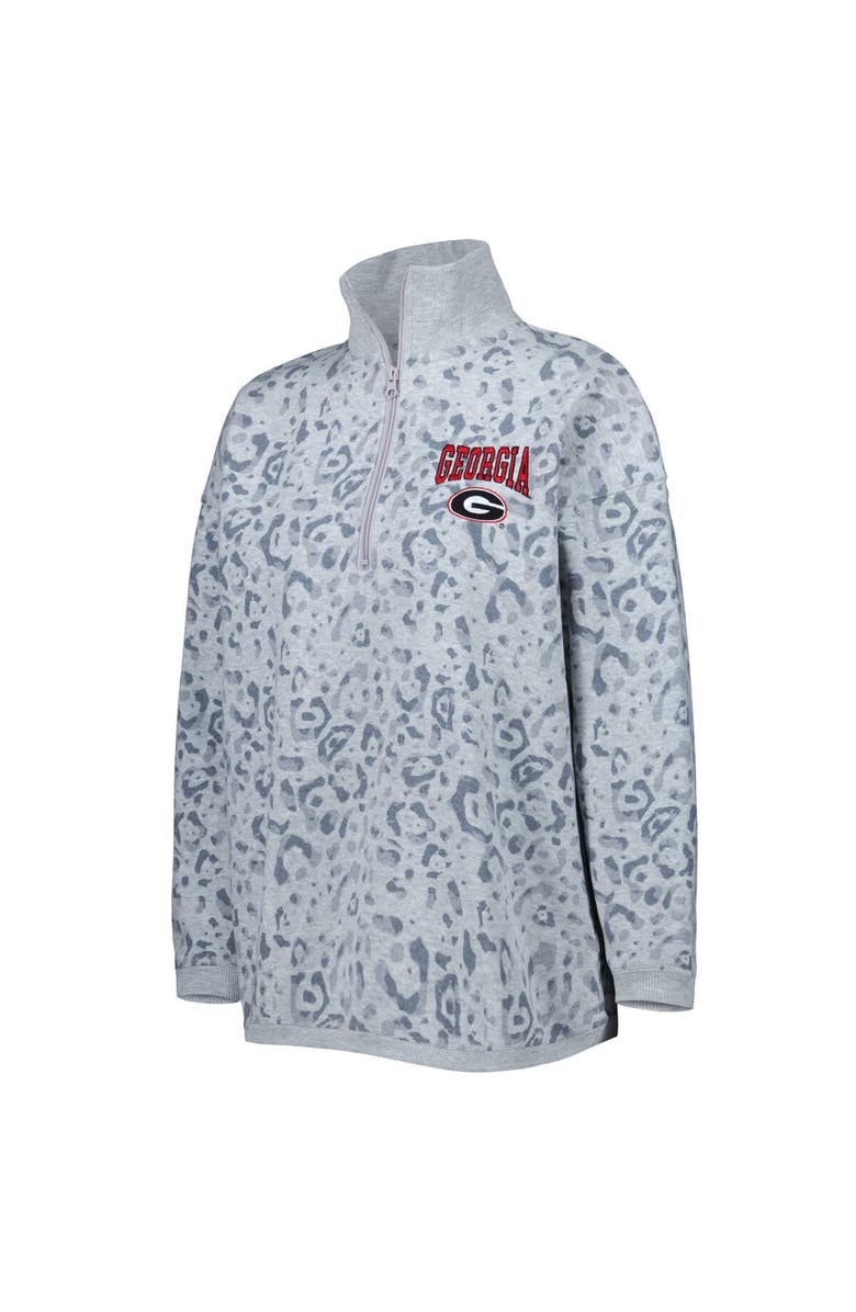 GAMEDAY COUTURE Women's Gameday Couture Heather Gray Georgia Bulldogs Leopard Quarter-Zip Sweatshirt, Alternate, color, Heather Gray