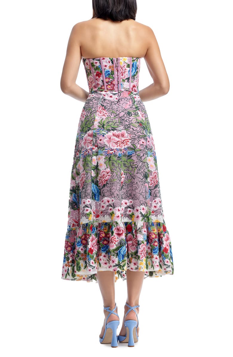 Dress the Population Carina Floral Embroidered Cocktail Midi Dress, Alternate, color, Blush Multi