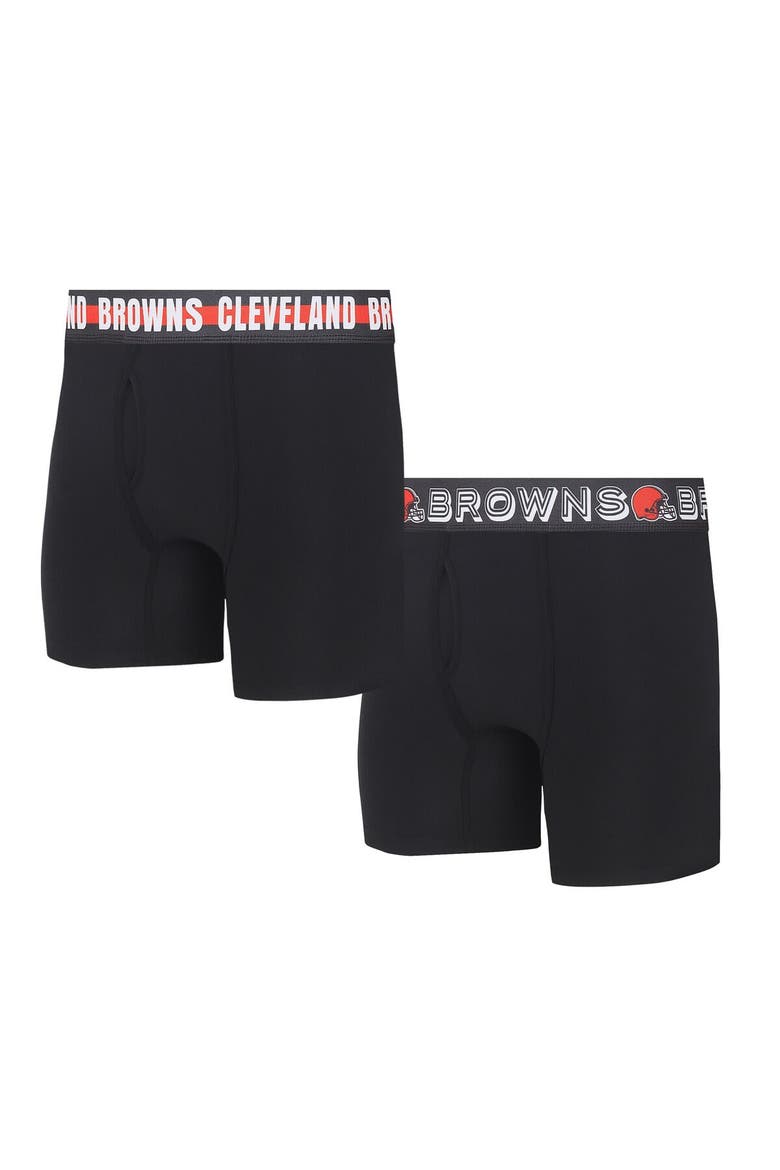 Men's Concepts Sport Cleveland Browns Gauge Knit Boxer Brief Two-Pack, Main, color, Black
