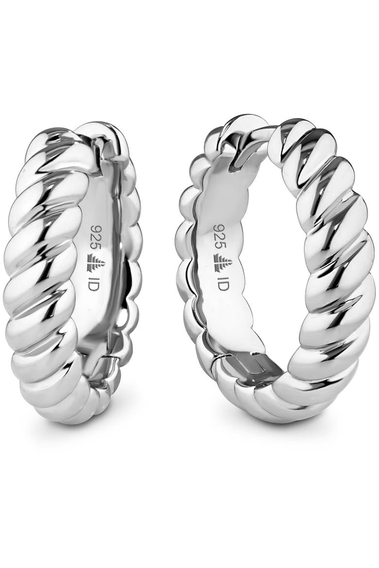 Rope Hoop Earrings in Rhodium Plated Sterling Silver, Main, color, Silver