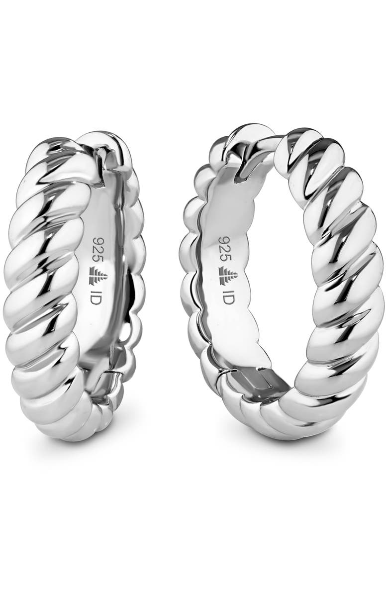 DEVATA Rope Hoop Earrings in Rhodium Plated Sterling Silver, Main, color, Silver