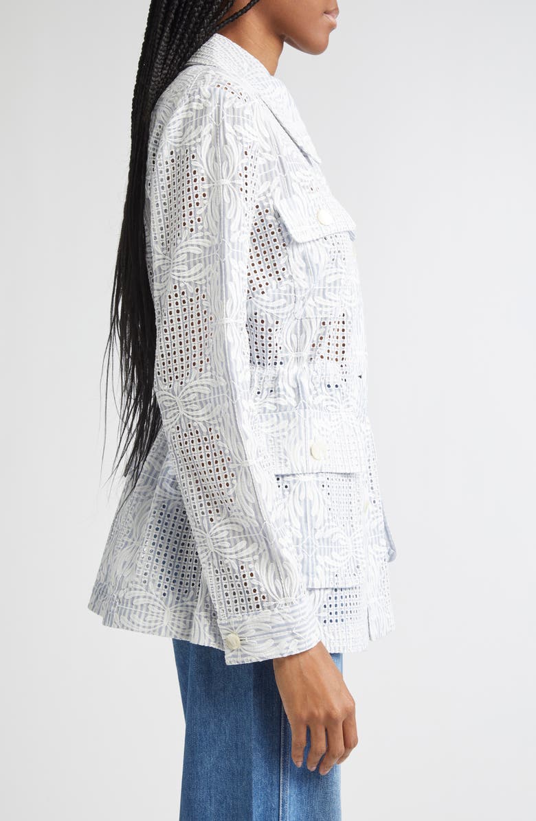 Veronica Beard Kiki Embroidered Eyelet Jacket, Alternate, color, Blue White