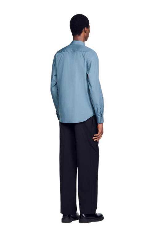 Sandro Plain Shirt In Thunderstorm Blue