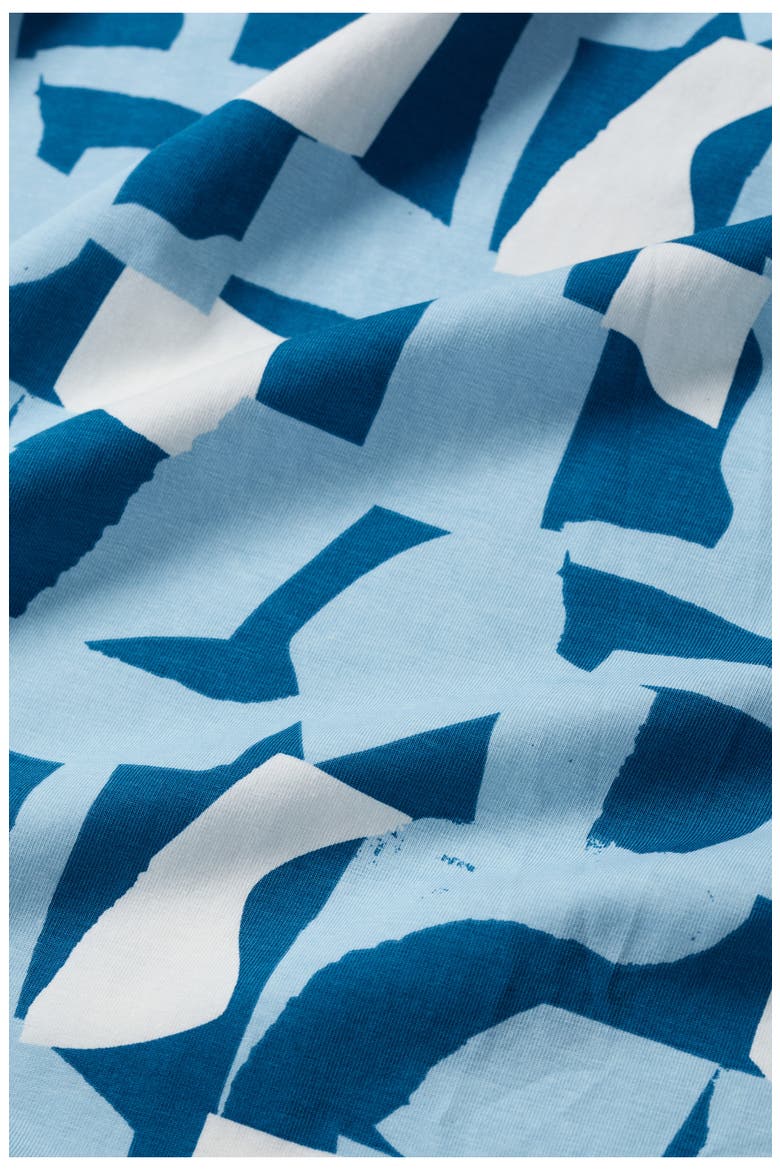 Veronica Geo Print Stretch Organic Cotton Jersey Midi Dress, Alternate, color, TORN SHAPES SAILOR