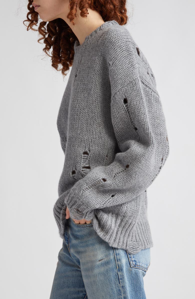 R13 Oversize Distressed Cashmere Sweater, Alternate, color,