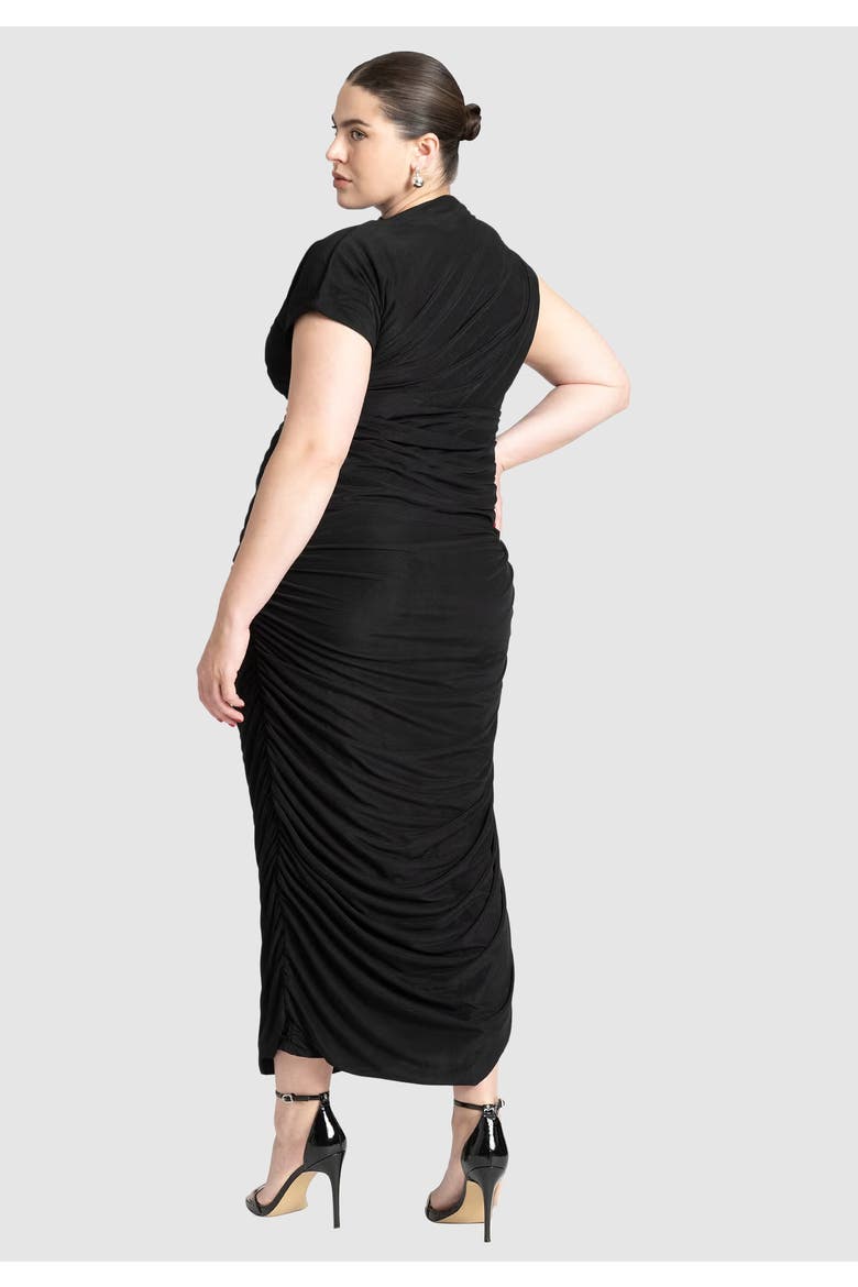 Draped Asym Dress, Alternate, color, BLACK ONYX
