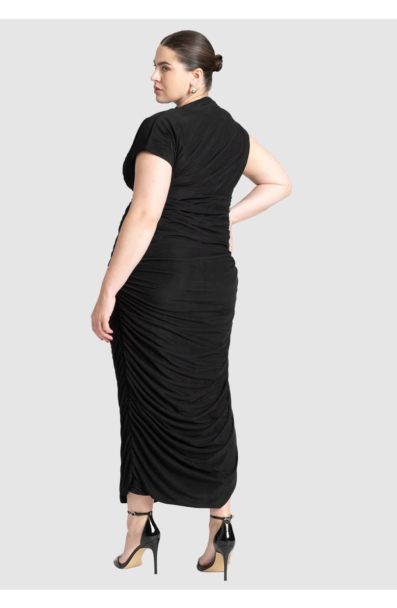 ELOQUII Draped Asym Dress, Alternate, color, Black Onyx