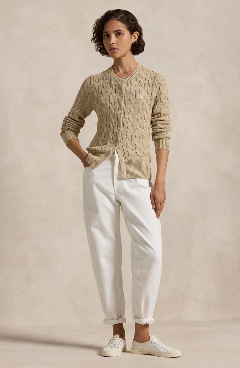 Polo Ralph Lauren Cable Stitch Cotton Cardigan, Alternate, color, 