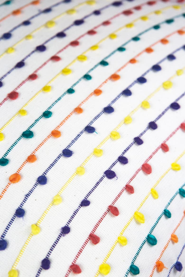Vintage Rainbow Nubby Throw Pillow, Alternate, color, White
