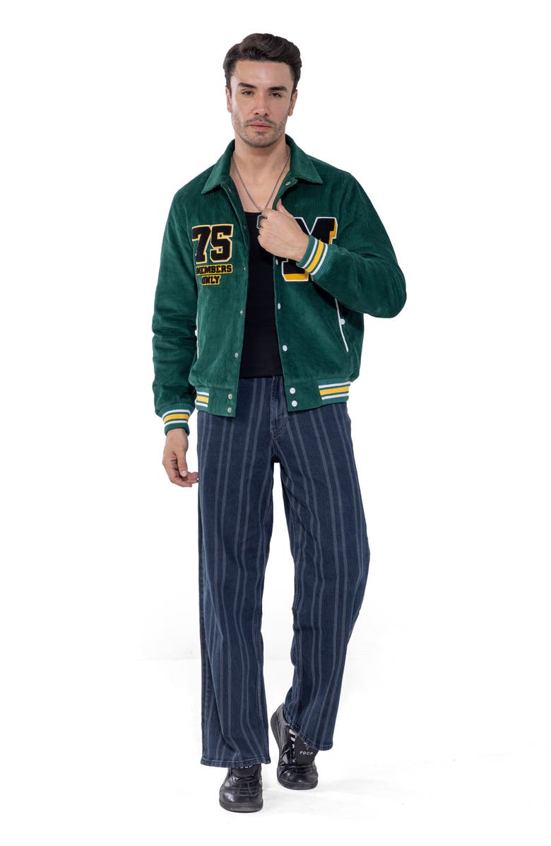 Members Only Corduroy Varsity Jacket, Alternate, color, Green