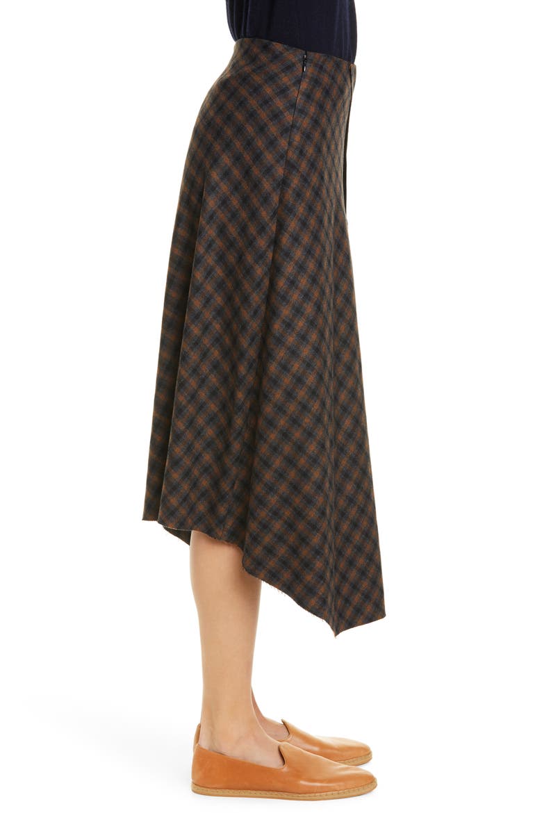 Drape Front Check Plaid Skirt, Alternate, color, MAHOGANY