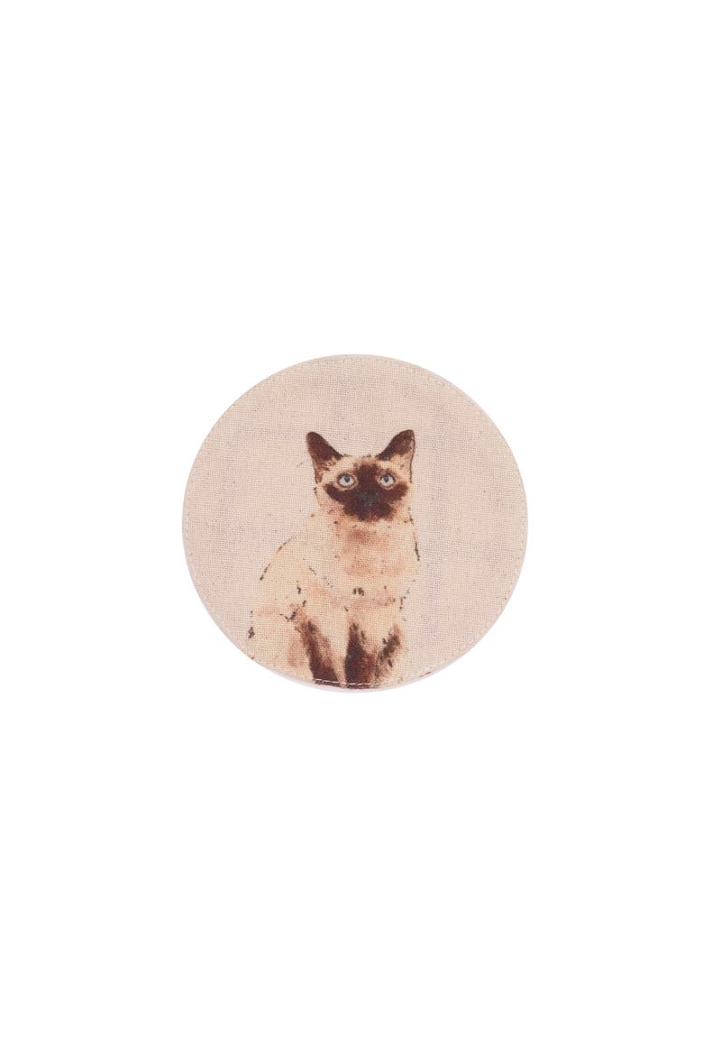 Vintage Cats Pet Cotton Set of 4 Drink Coasters 4", Alternate, color, Brown