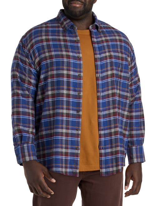 Harbor Bay By Dxl Plaid Flannel Sport Shirt In Blue Multi