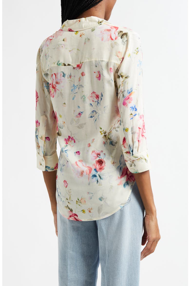 Camille Print Button-Up Shirt, Alternate, color, IVORY MULTI WATERCOLOR FLORAL