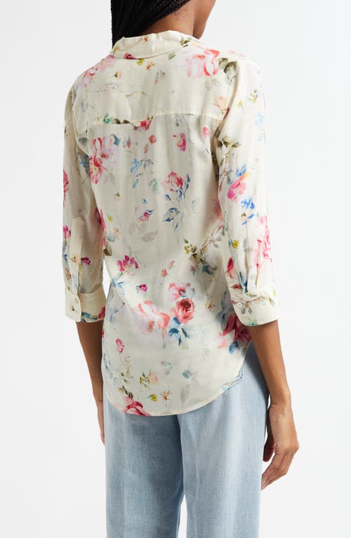 L Agence L'agence Camille Print Button-up Shirt In Ivory Multi Watercolor Floral