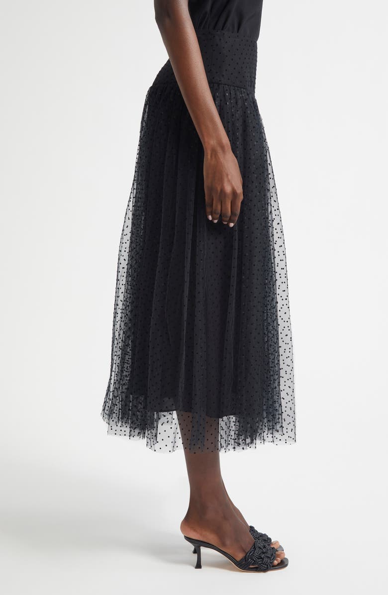 Zimmermann Flocked Dot Tulle Midi Skirt, Alternate, color, Black