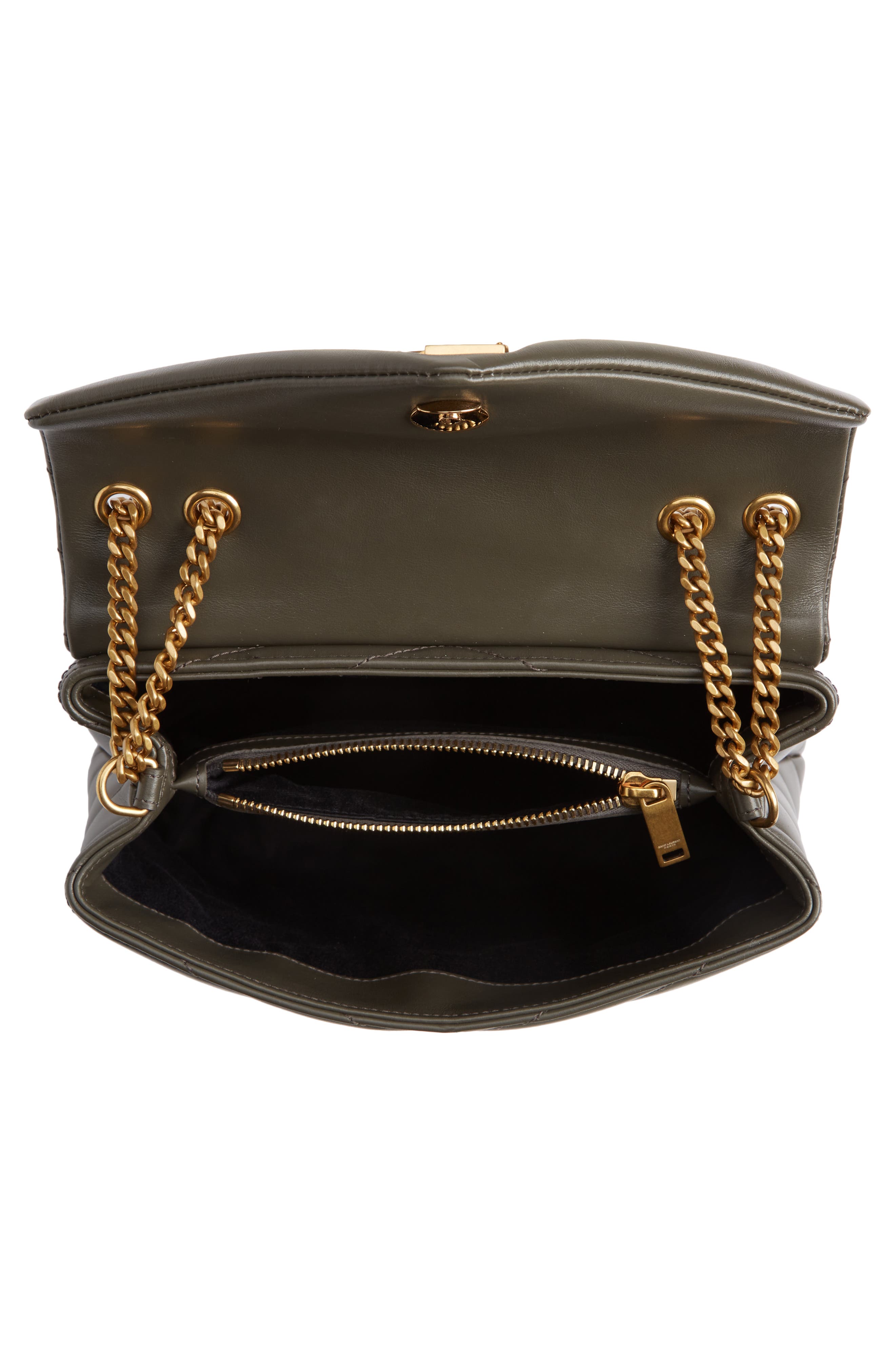 Saint Laurent Small Loulou Chain Leather Shoulder Bag, Alternate, color, 