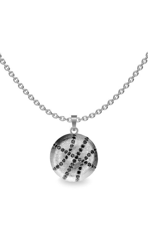 The Basketball Crooked Ball Diamond Pavé Necklace