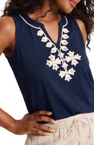 Tommy Bahama Gem Coast Embroidered Cotton Blend Tank