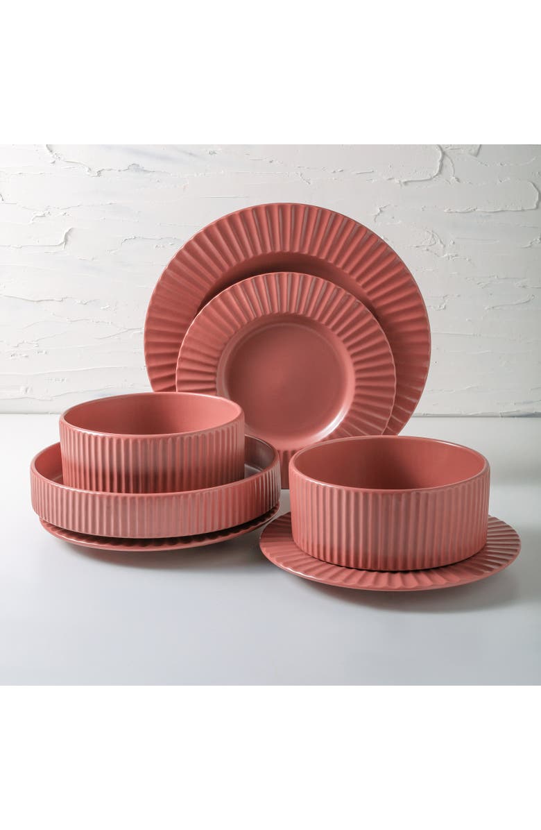 Christian Siriano Lusso Stoneware 32-Piece Dinnerware Set, Alternate, color, Redwood 16-Piece