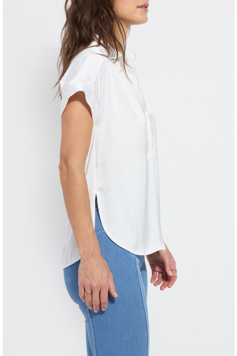 Amaya Short Sleeve Knit & Woven Shirt, Alternate, color, OFF WHITE